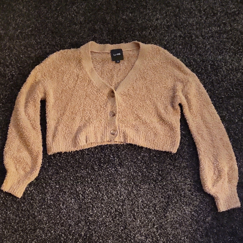 Luxe Women's Tan Button-Up Cardigan